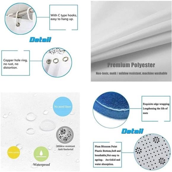 4 Pcs The Grinch Christmas Shower Curtain Set, Toilet Cover and Bath Mat 72x72 - Picture 7 of 7